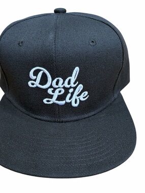 Dad Life Black Snapback Hat with White Embroidered Script Dad hat Dad SnapBack